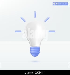 Light bulb icon symbol. creative innovation, development, idea metaphor concept. 3D vector isolated illustration design. Cartoon pastel Minimal style. Stock Vector