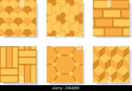 Tiles or Paving Seamless pattern of Color geometric mosaic street on Flat Cartoon Hand Drawing Template Illustration Stock Vector