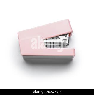 Pink stapler isolated on white background Stock Photo
