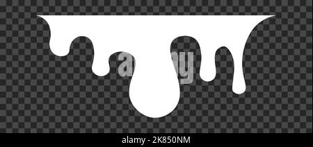 White melt drips, milk yogurt flowing drops. Vector graffiti paint drip blobs Stock Vector