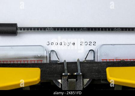 Goodbye 2022 written on an old typewriter Stock Photo
