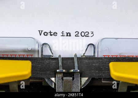 Vote in 2023 written on an old typewriter Stock Photo