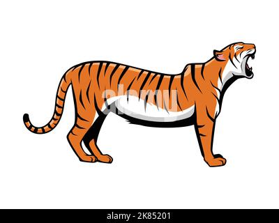 Tiger Roar Vector Cartoon Illustration Mascot Logo Isolated on a White Background Stock Vector