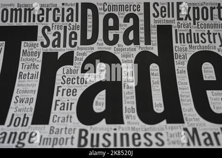 Trade word cloud concept. Trade word cloud. Made with the text only. Stock Photo