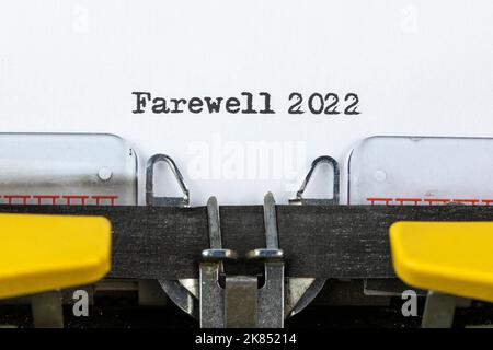 Farewell 2022 written on an old typewriter Stock Photo