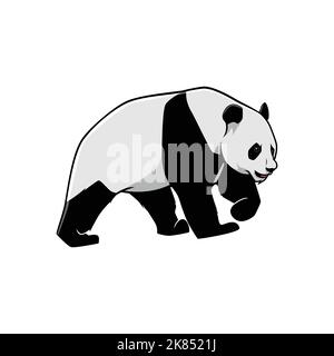 Illustration Of Panda Walking with Angry face vector isolated on a white background Stock Vector
