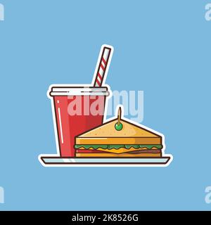 Illustration of Sandwich and Soft Drink - vector illustration design - Food Logo - Food Illustration - Fast food Illustration Stock Vector