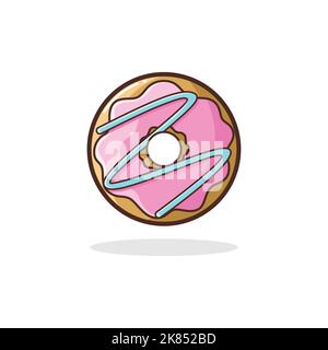 Sweet Donut with pink glazed isolated vector cartoon illustration, Fast food illustration Stock Vector