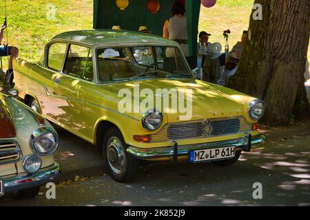 BADEN BADEN, GERMANY - JULY 2022: yellow Lloyd Arabella 1959, oldtimer meeting in Kurpark. Stock Photo