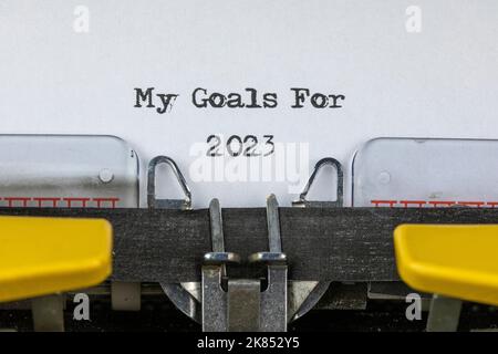 My Goals For 2023 written on an old typewriter Stock Photo