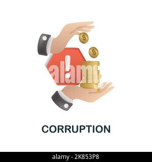 Corruption icon. 3d illustration from esg collection. Creative Corruption 3d icon for web design, templates, infographics and more Stock Vector