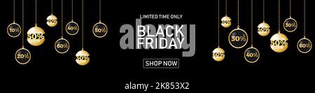 Black friday sale on background with discounts. Limited time only. Template for a banner. Vector illustration for your design Stock Vector