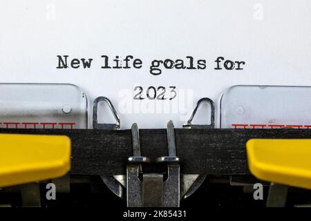 New life goals for 2023 written on an old typewriter Stock Photo