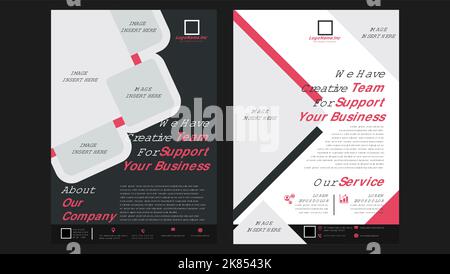 stock vector creative flayer set template design colorful, simple bacgkound, double 2 side red and black color. use for marketing, company, promotion Stock Vector