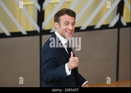 Brussels, Belgium. 20th Oct, 2022. President Emmanuel Macron attending European Summit, in Brussels, Belgium on October 20, 2022. Photo by Aleksy Witwicki/ABACAPRESS.COM Credit: Abaca Press/Alamy Live News Stock Photo