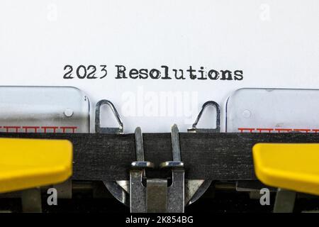 2023 Resolutions written on an old typewriter Stock Photo