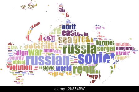 Russia word cloud concept. Russia  word cloud. Made with the text only. Stock Vector