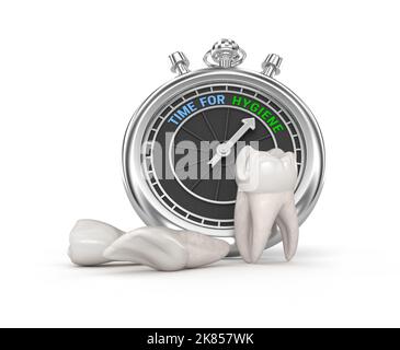 Time for hygiene, remainder for patients. Dental 3D illustration concept Stock Photo