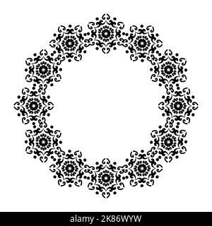 Round frame. Decorative flower border. Decorative border. Ornament for decoration of cards and invitations.Vector illustration. Stock Vector