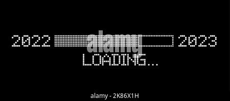 pixelated progress bar year 2022 to 2023 loading vector illustration Stock Vector