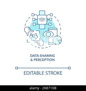 Data sharing, perception turquoise concept icon Stock Vector