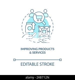 Improve products, services turquoise concept icon Stock Vector