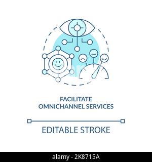Facilitate multichannel services turquoise concept icon Stock Vector