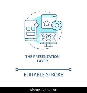 Presentation layer turquoise concept icon Stock Vector
