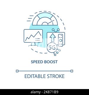 Improve connection speed turquoise concept icon Stock Vector