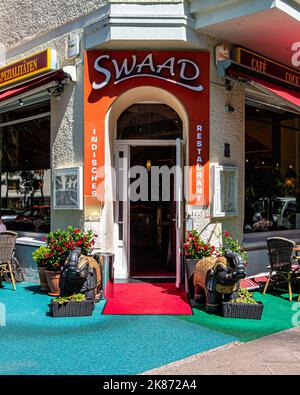 Swaad Indian Restaurant entrace in Erich-Weinert-Straße 55, Prenzlauer Berg, Berlin, Germany Stock Photo