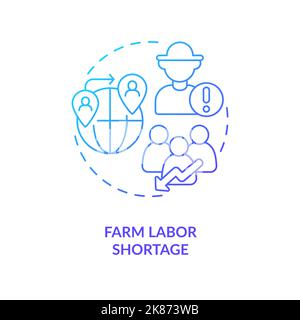 Farm labor shortage blue gradient concept icon Stock Vector