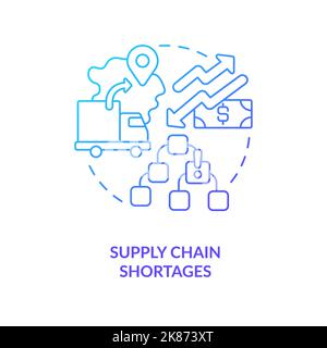 Supply chain shortages blue gradient concept icon Stock Vector