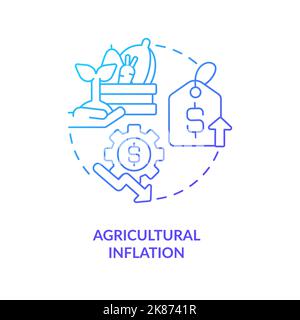 Agricultural inflation blue gradient concept icon Stock Vector