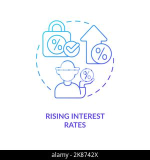 Rising interest rates for farmers blue gradient concept icon Stock Vector