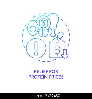 Increasing protein food prices blue gradient concept icon Stock Vector