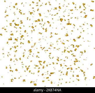 golden confetti overlay isolated on white background, vector illustration Stock Vector