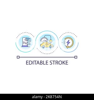 Hydrogen powered charging station loop concept icon Stock Vector