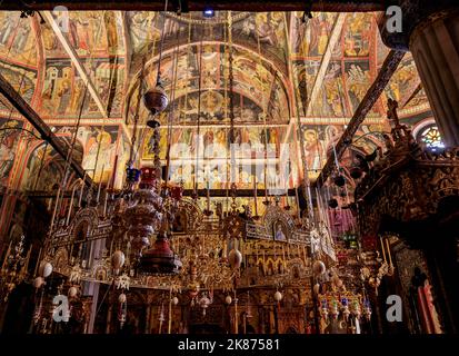 Monastery of Great Meteoron, interior, Meteora, UNESCO World Heritage Site, Thessaly, Greece, Europe Stock Photo