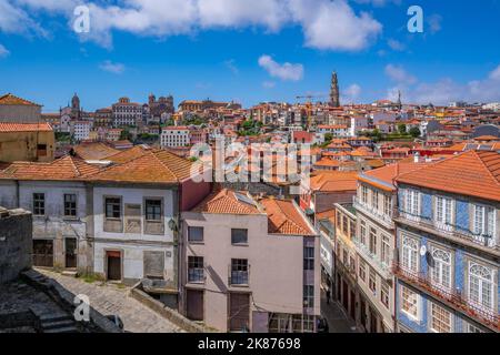 View of colourful buildings and rooftops of the Ribeira district, UNESCO World Heritage Site, Porto, Norte, Portugal, Europe Stock Photo