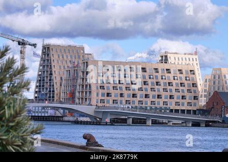 Copenhagen, Denmark - Sept 2022: New apartment buildings and offices under construction at Paper island in Copenhagen designed by Cobe Stock Photo