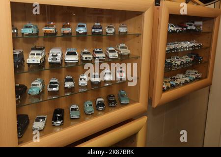 Cumnock, Ayrshire, Scotland, UK Jim Manson (80) a former Police officer with his collection of Police Memorbilia from Strathcylde & Lanarkshire Constabulary. Inside a rented industrial unit he has created a mini Police station complete with prison cell Stock Photo