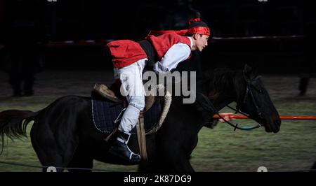 Suwon, Gyeonggi-do - 10 07 2022: A man is riding a horse in the musical 'Yajo: Jeongjo opens a new world' Stock Photo
