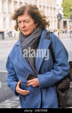 London UK. 21 October 2022 . Civil servant Sue Gray is seen in Westminster. Sue Gray published a report into Downing street parties  and partygate  during covid lockdown which led to the resignation of Prime Minister Boris Johnson who will run as candidate for the conservative party leadership following the resignation of Prime Minister Liz Truss Credit: amer ghazzal/Alamy Live News Stock Photo