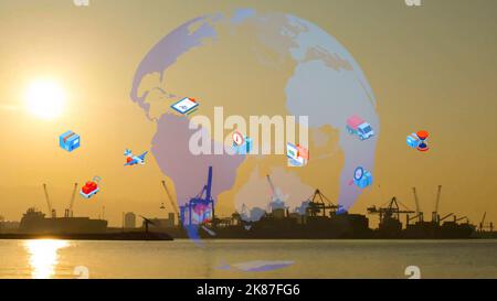 Logistics and technology concept. port view.  Stock Photo