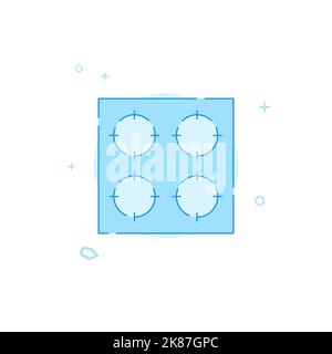 Gas stove, hob vector icon. Flat illustration. Filled line style. Blue monochrome design. Editable stroke. Adjust line weight. Stock Vector