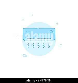 Air conditioning, split system vector icon. Flat illustration. Filled line style. Blue monochrome design. Editable stroke. Adjust line weight. Stock Vector