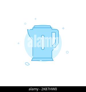 Electric kettle, teapot vector icon. Flat illustration. Filled line style. Blue monochrome design. Editable stroke. Adjust line weight. Stock Vector