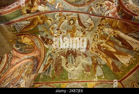 Church with Sandals or Carıklı Kilise, underground church in goreme open air museum, Cappadocia, Anatolia, Turkey Stock Photo