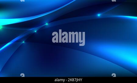 Abstract technology blue neon glowing energy light effect on dark background. Vector illustration Stock Vector