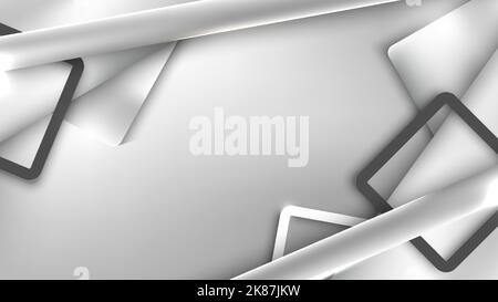 Abstract banner template design white and black geometric overlapping on gray background. Vector illustration Stock Vector